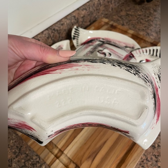 Vintage 1960’s MCM California Pottery #222 Snack Tray Set - Picture 3 of 9